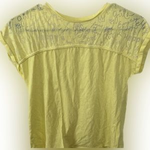 ❤️‍🔥5/20$ ZARA GIRLS💫 Girls Yellow Detailed Crew Neck Short Sleeve Top